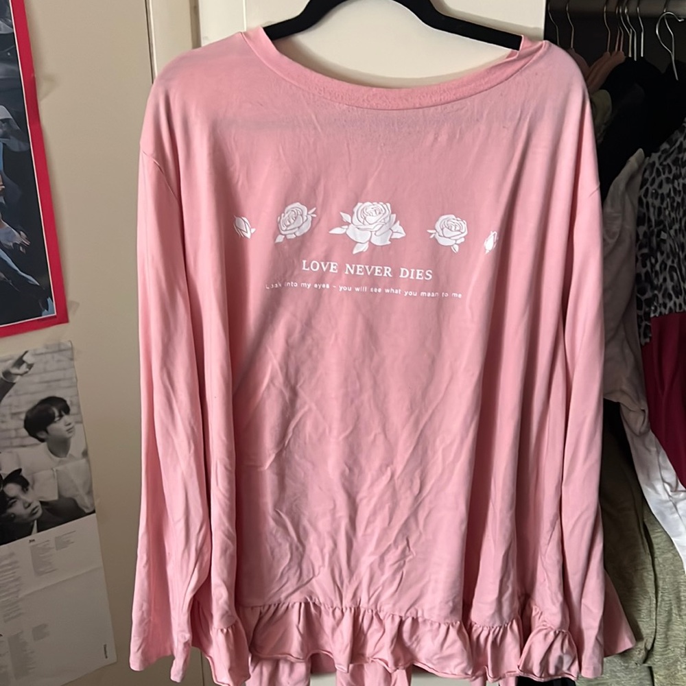 PLUS SIZE long sleeve shirt. 4XL. Pink.